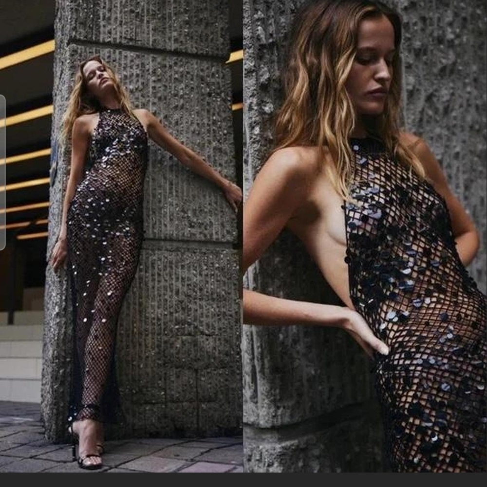 Rat & Boa Black Sequin Maxi Dress
